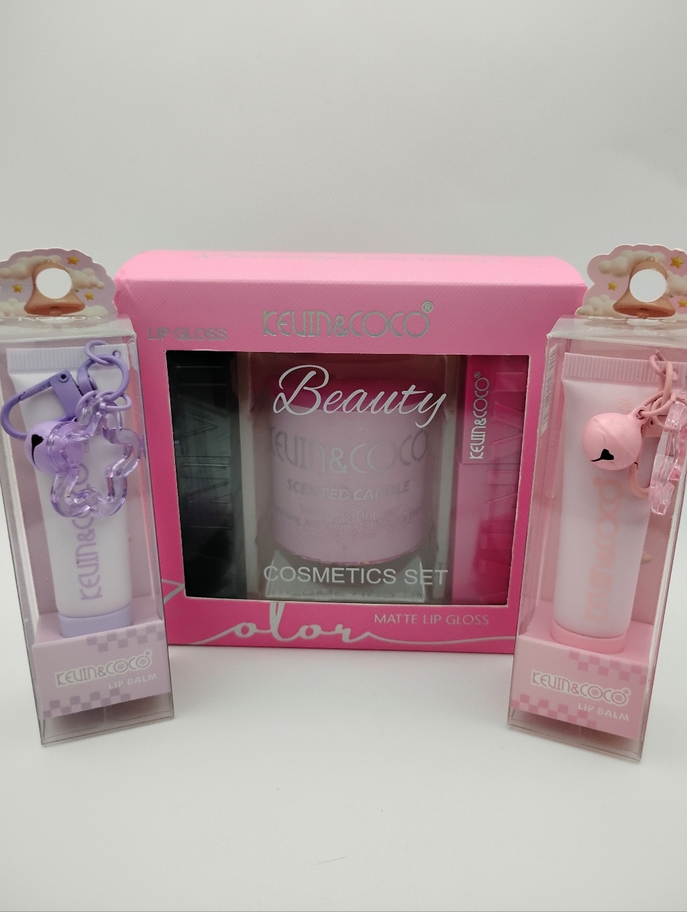 Kevin & Coco Beauty Cosmetics Set & 2 Keychain Kevin&CoCo Lip Balms